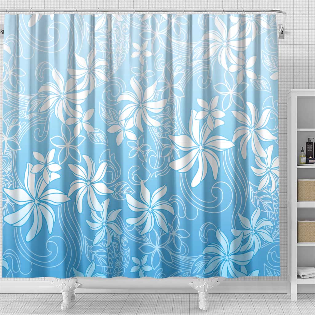 Tiare Tahiti Shower Curtain Blue Polynesia Motifs LT05 - Polynesian Pride