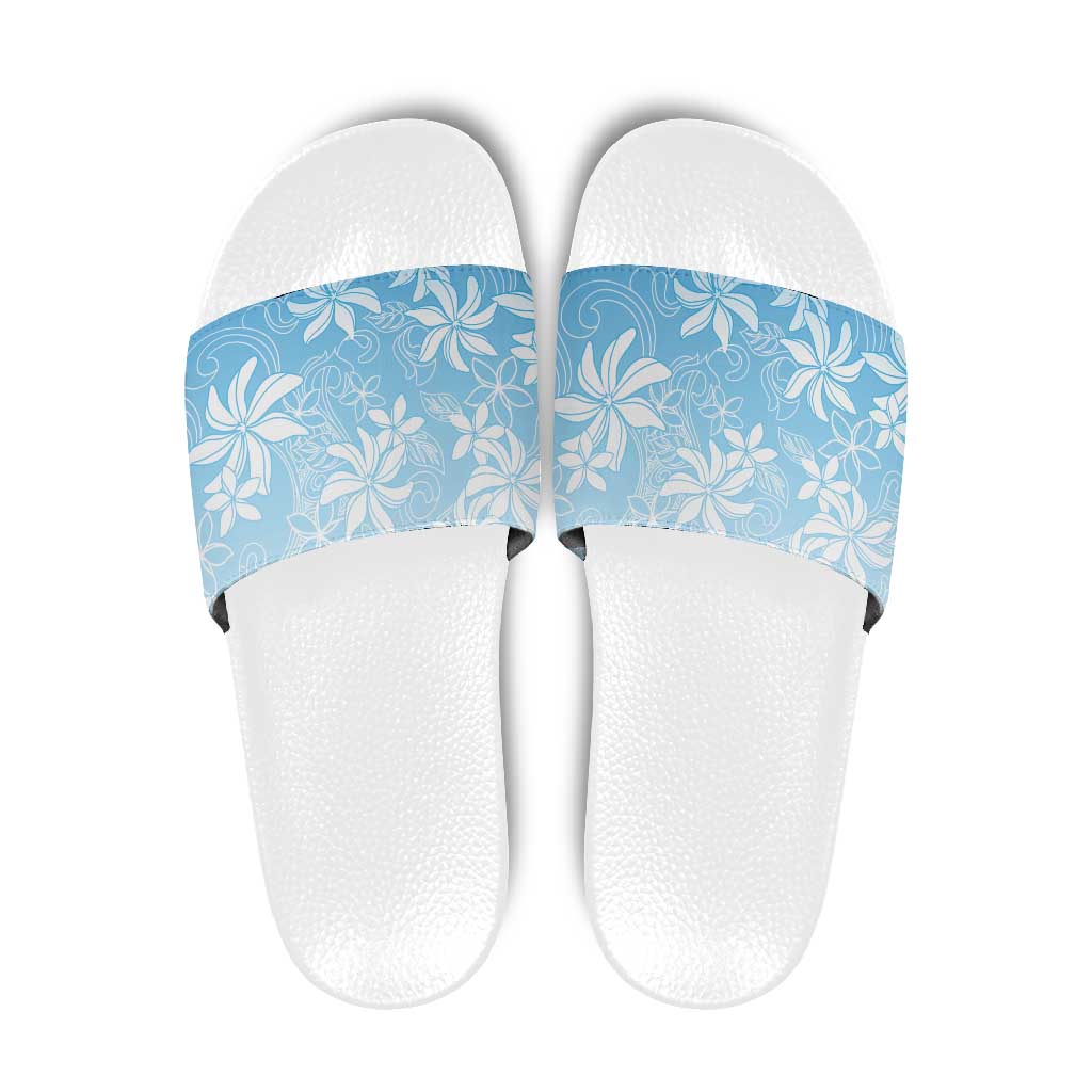 Tiare Tahiti Slide Sandals Blue Polynesia Motifs - Polynesian Pride