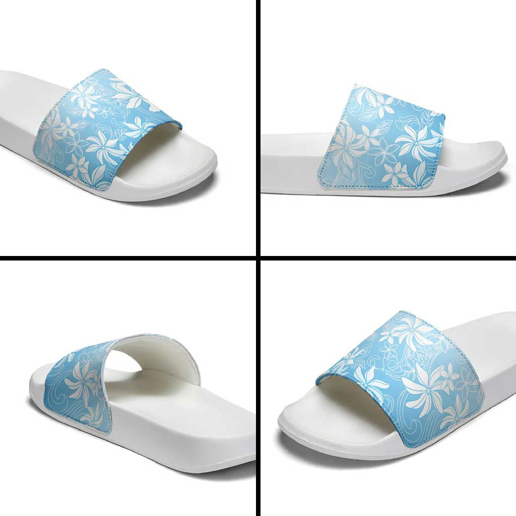 Tiare Tahiti Slide Sandals Blue Polynesia Motifs - Polynesian Pride