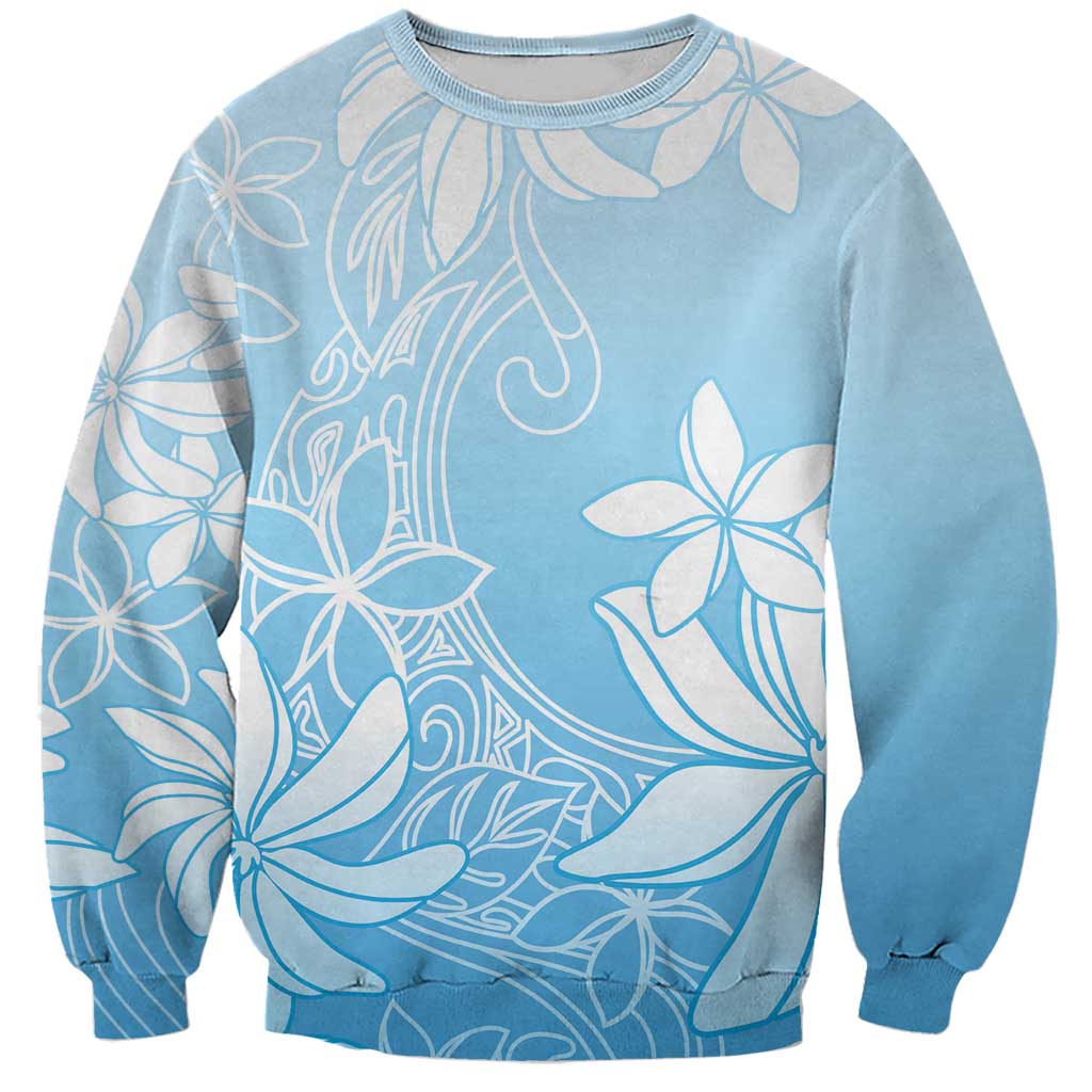 Tiare Tahiti Sweatshirt Blue Polynesia Motifs - Polynesian Pride