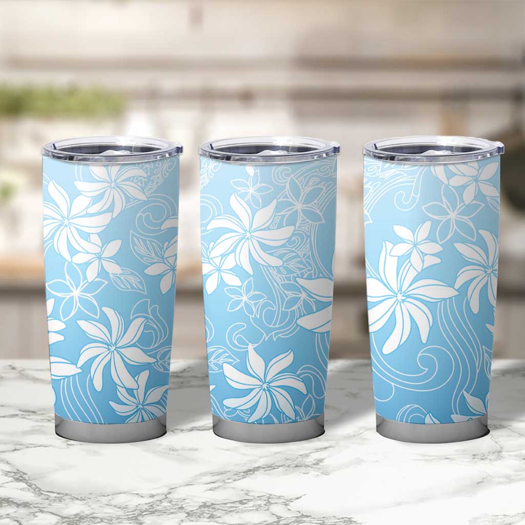 Tiare Tahiti Tumbler Cup Blue Polynesia Motifs - Polynesian Pride