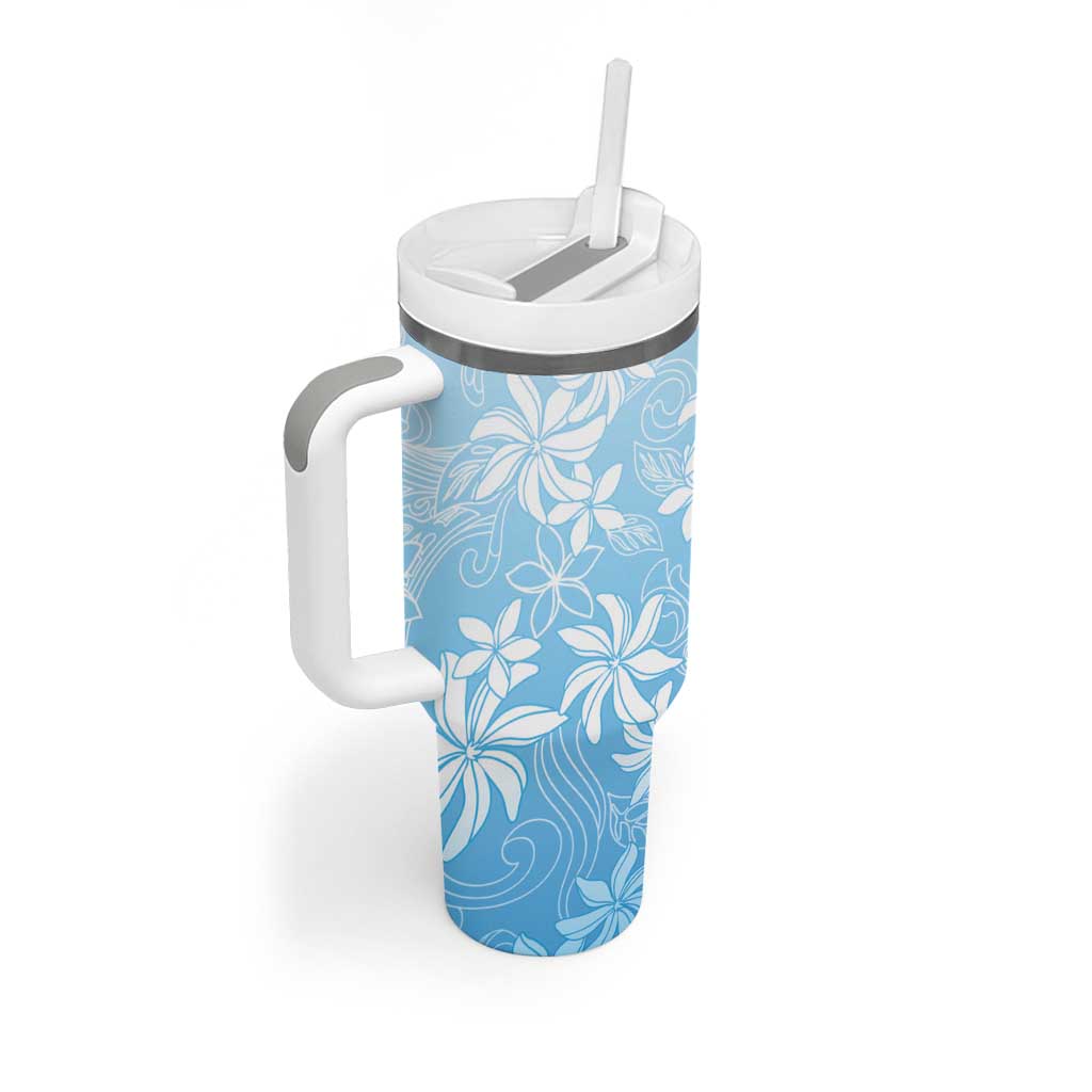 Tiare Tahiti Tumbler With Handle Blue Polynesia Motifs - Polynesian Pride