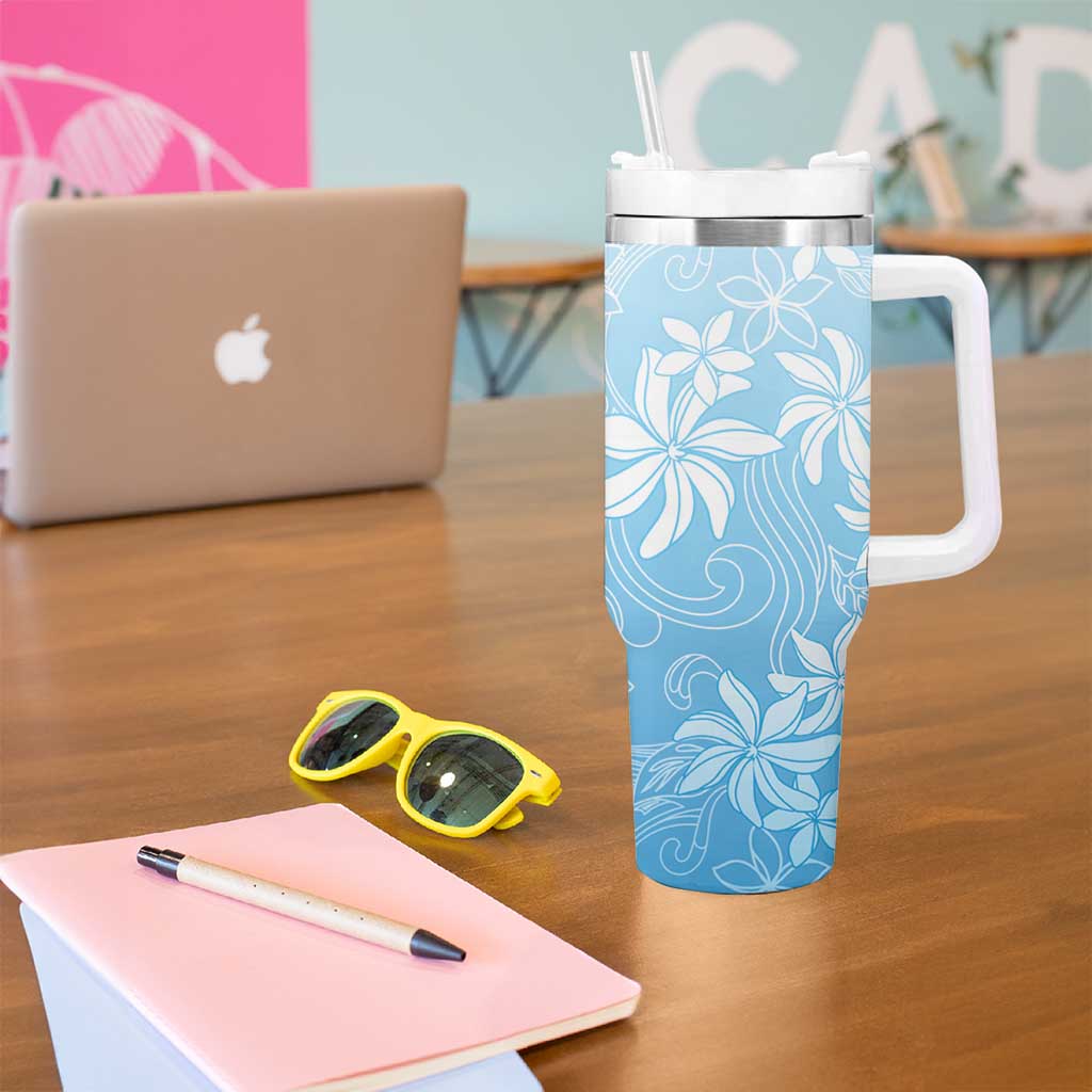 Tiare Tahiti Tumbler With Handle Blue Polynesia Motifs - Polynesian Pride