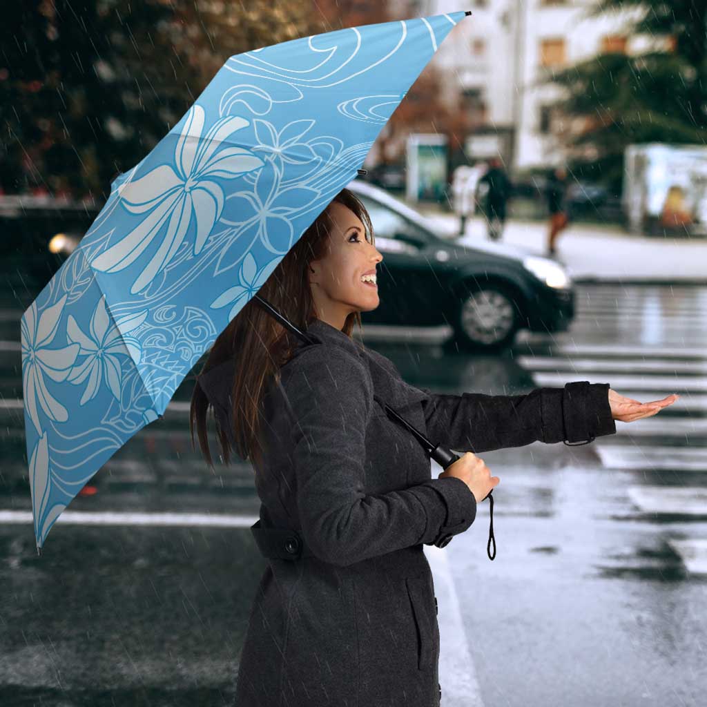 Tiare Tahiti Umbrella Blue Polynesia Motifs - Polynesian Pride
