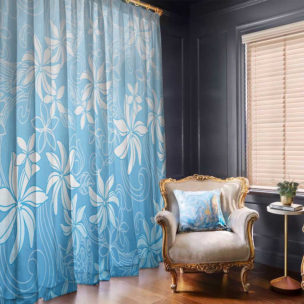 Tiare Tahiti Window Curtain Blue Polynesia Motifs LT05 - Polynesian Pride