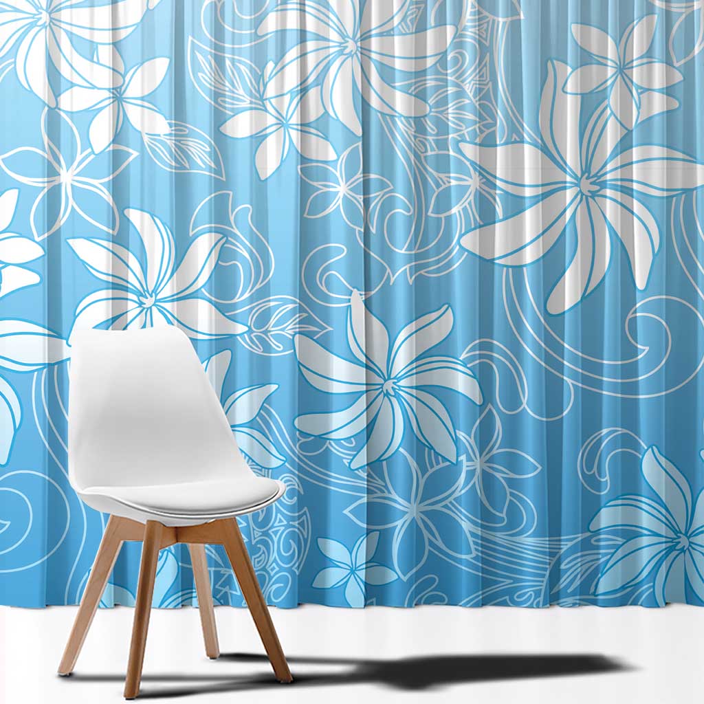 Tiare Tahiti Window Curtain Blue Polynesia Motifs LT05 - Polynesian Pride