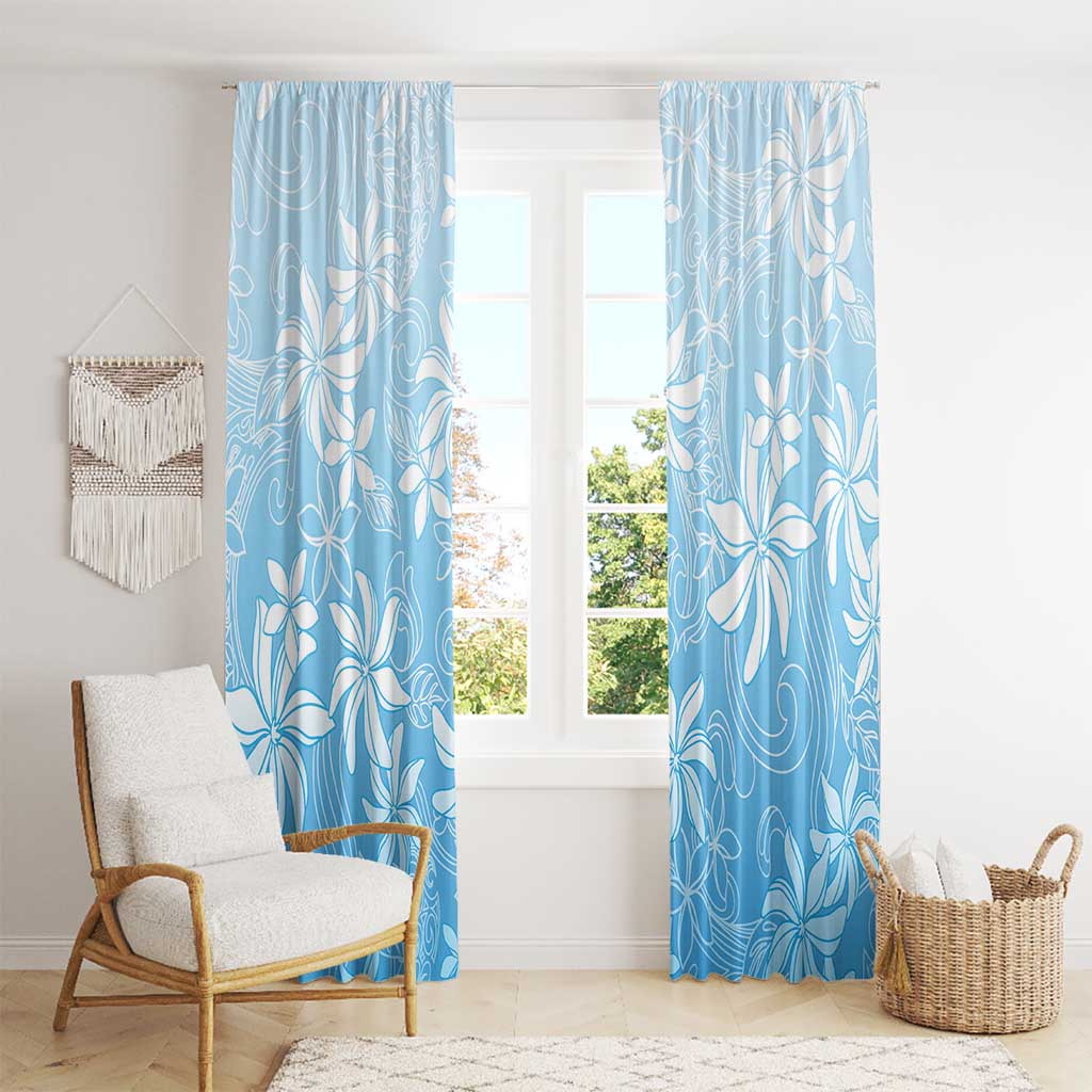Tiare Tahiti Window Curtain Blue Polynesia Motifs LT05 - Polynesian Pride