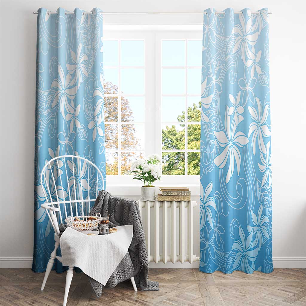 Tiare Tahiti Window Curtain Blue Polynesia Motifs LT05 - Polynesian Pride