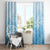 Tiare Tahiti Window Curtain Blue Polynesia Motifs - Polynesian Pride