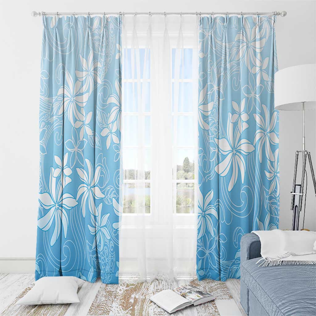 Tiare Tahiti Window Curtain Blue Polynesia Motifs LT05 - Polynesian Pride