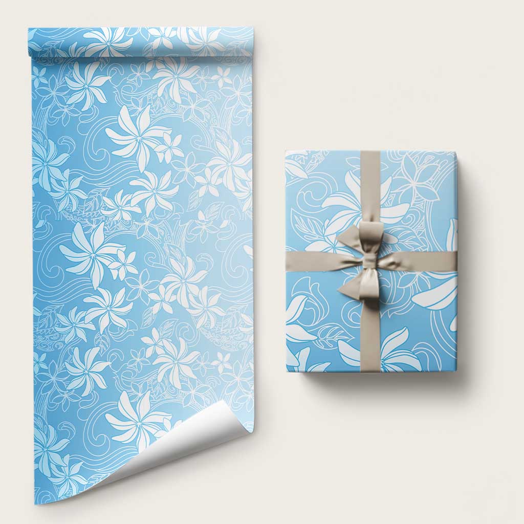 Tiare Tahiti Wrapping Paper Blue Polynesia Motifs - Polynesian Pride