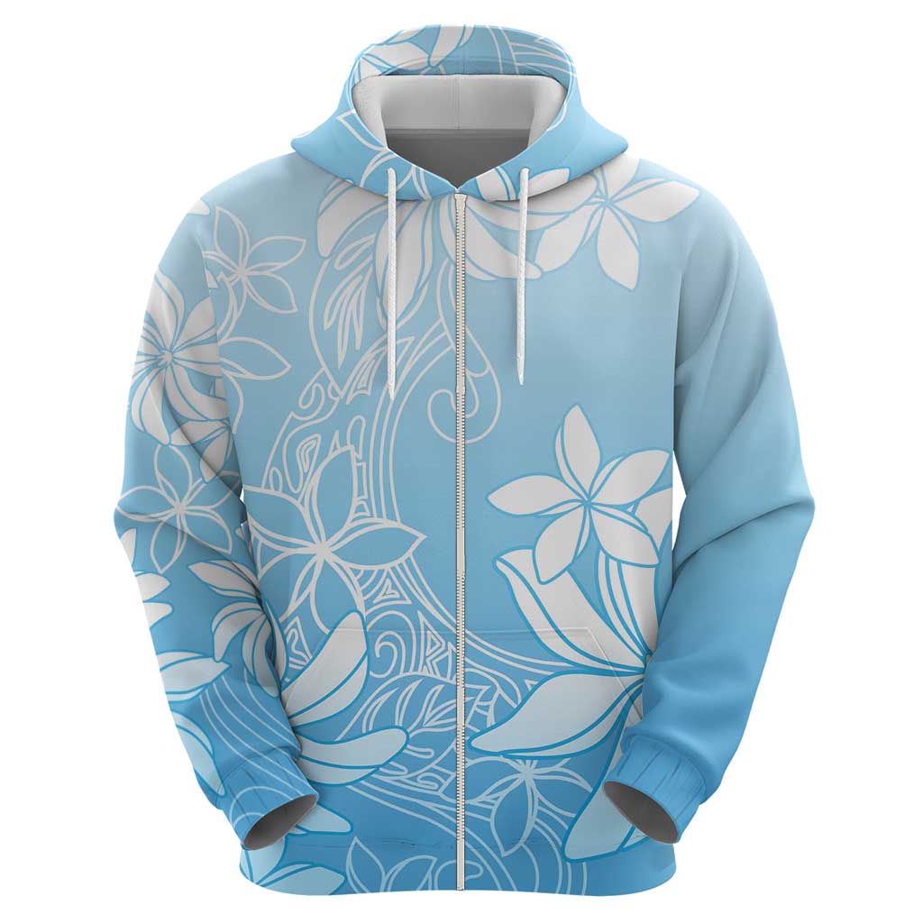 Tiare Tahiti Zip Hoodie Blue Polynesia Motifs LT05 - Polynesian Pride