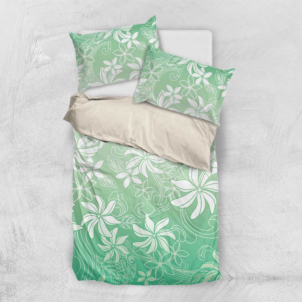 Tiare Tahiti Bedding Set Matcha Polynesia Motifs LT05 US Twin 172cm x 218cm Green - Polynesian Pride