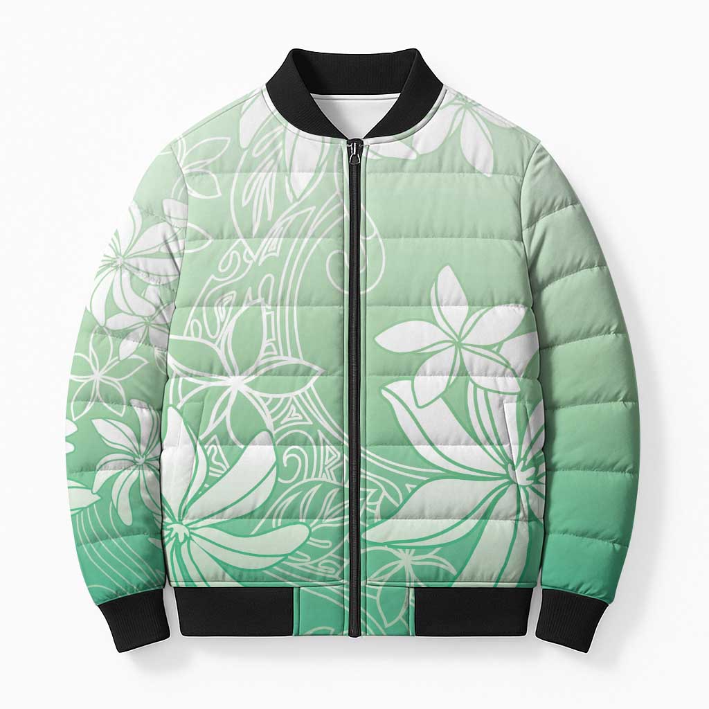 Tiare Tahiti Bomber Puffer Jacket Matcha Polynesia Motifs - Polynesian Pride