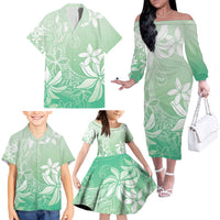 Tiare Tahiti Family Matching Off The Shoulder Long Sleeve Dress and Hawaiian Shirt Matcha Polynesia Motifs LT05 - Polynesian Pride