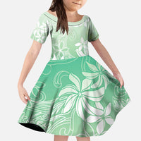 Tiare Tahiti Kid Short Sleeve Dress Matcha Polynesia Motifs - Polynesian Pride