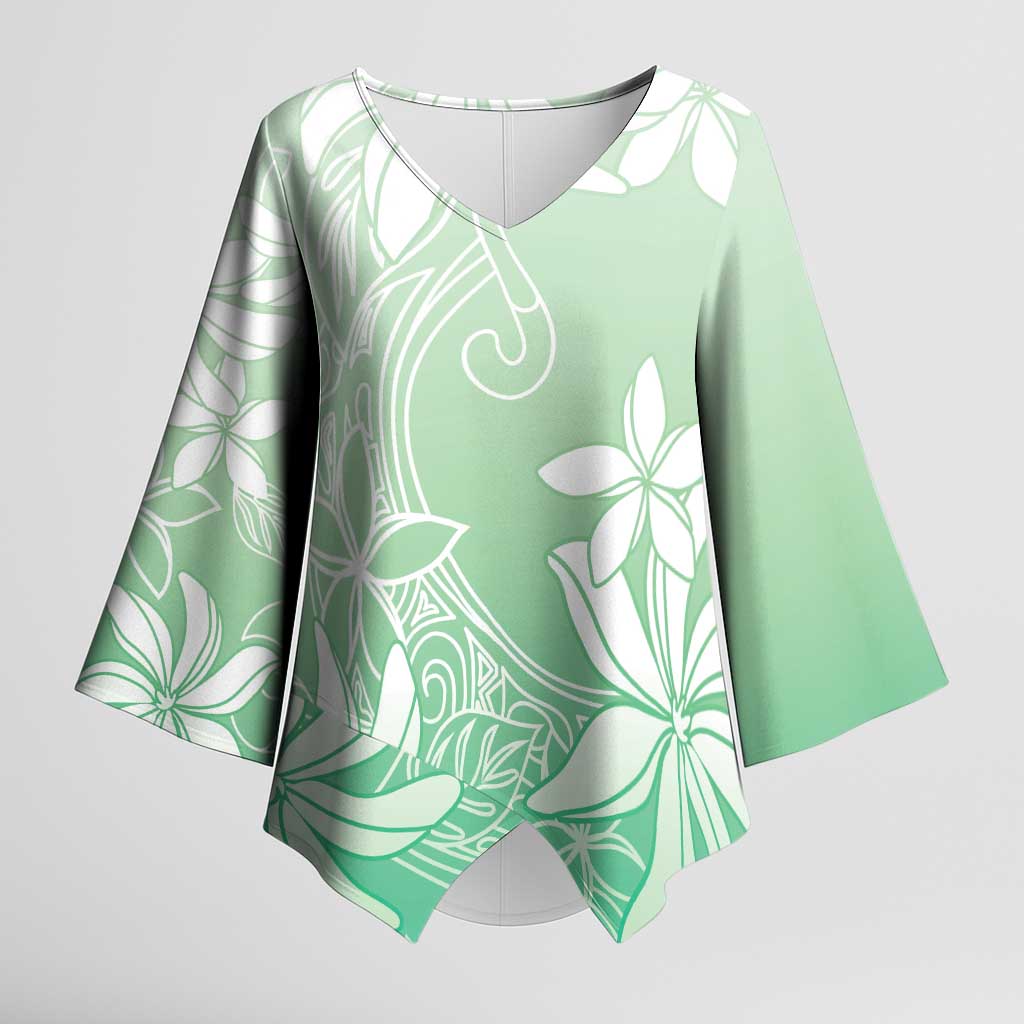 Tiare Tahiti Kimono Sleeve Blouse Matcha Polynesia Motifs - Polynesian Pride