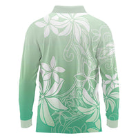 Tiare Tahiti Long Sleeve Polo Shirt Matcha Polynesia Motifs - Polynesian Pride