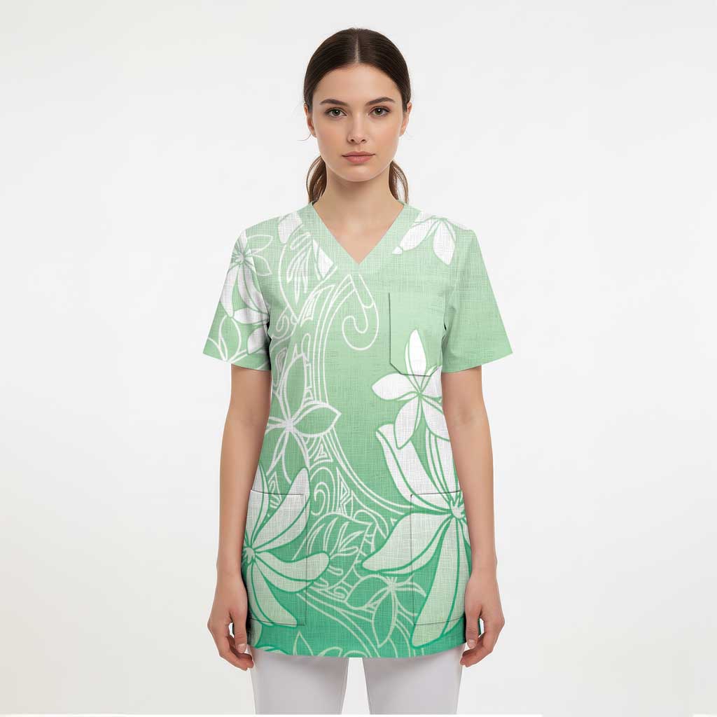 Tiare Tahiti Scrub Top Matcha Polynesia Motifs LT05 - Polynesian Pride