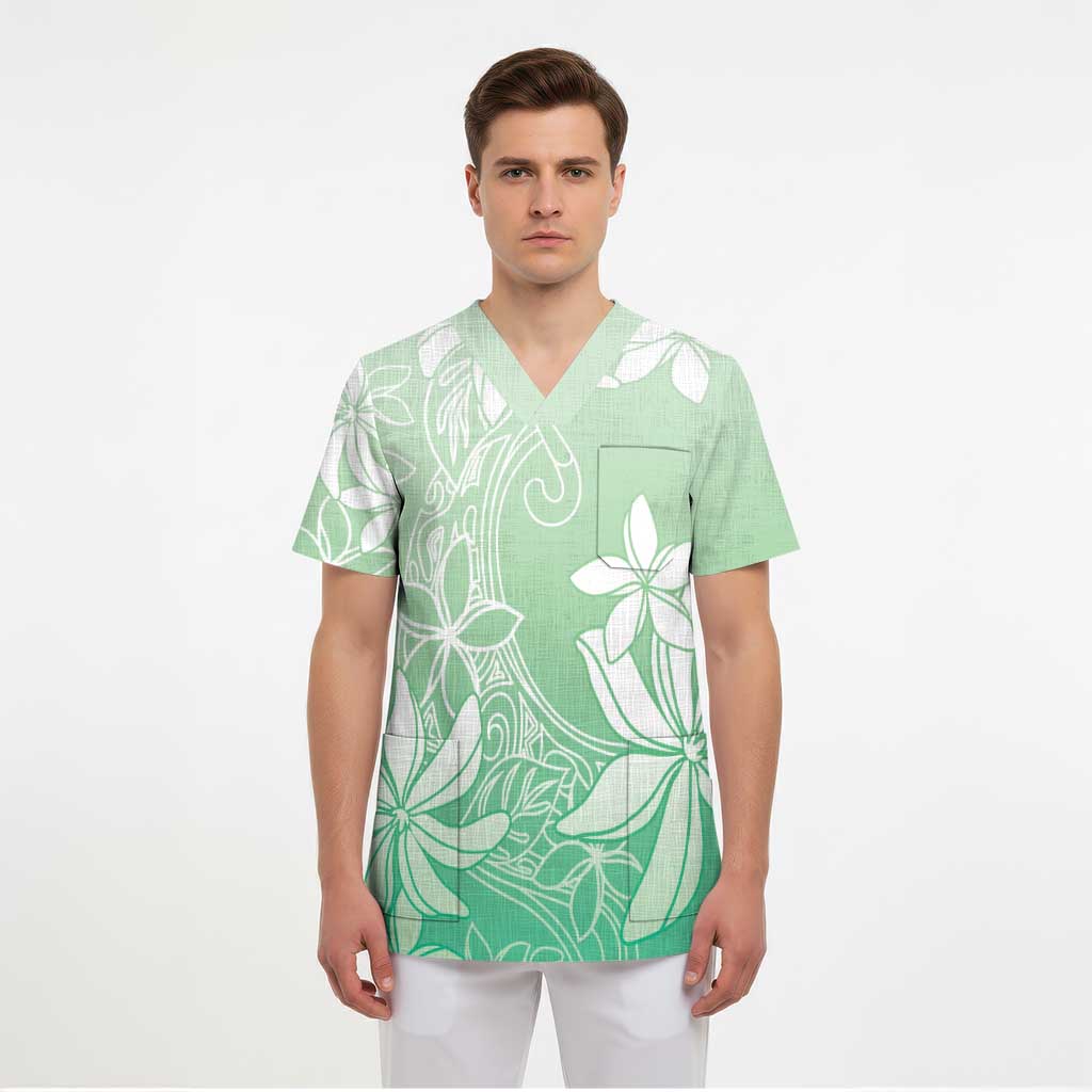 Tiare Tahiti Scrub Top Matcha Polynesia Motifs LT05 - Polynesian Pride