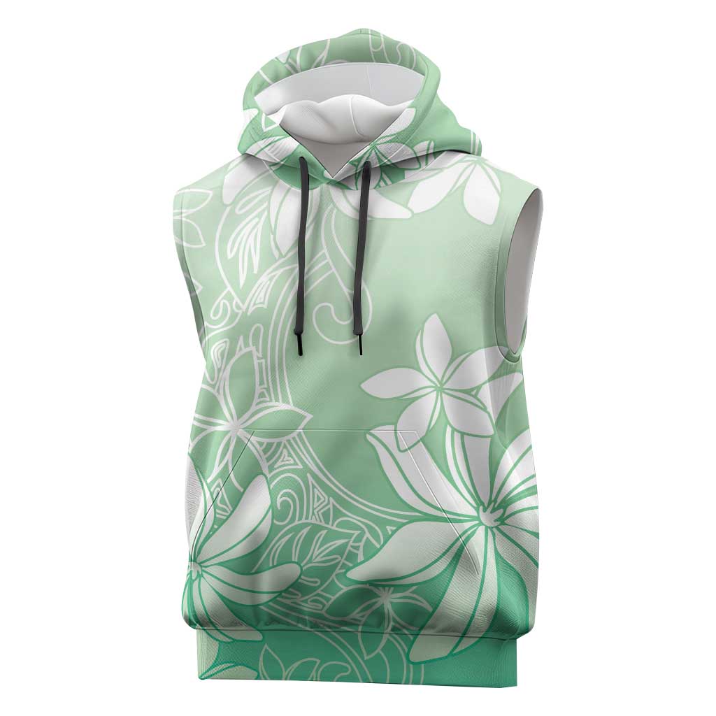 Tiare Tahiti Sleeveless Hoodie Matcha Polynesia Motifs - Polynesian Pride