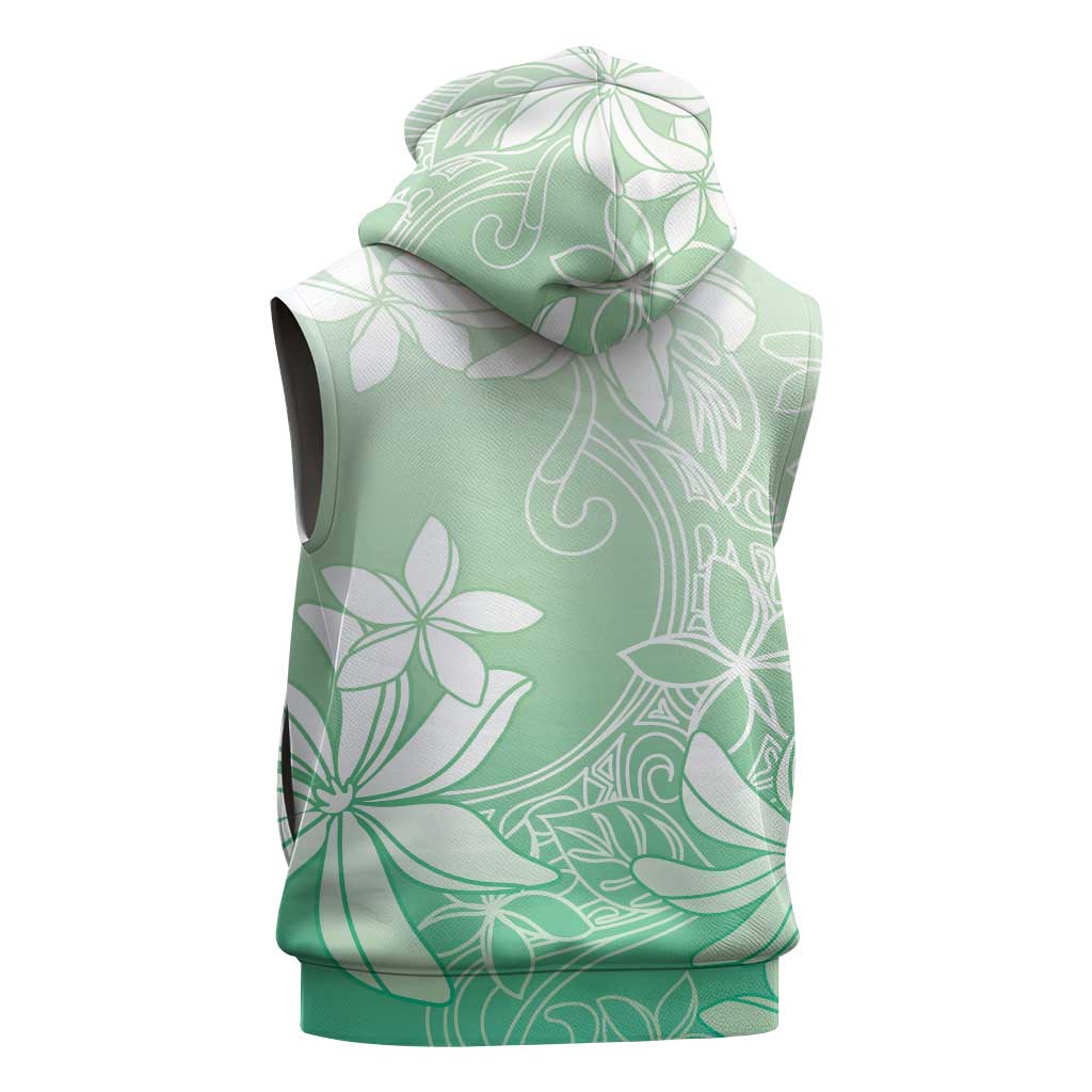 Tiare Tahiti Sleeveless Hoodie Matcha Polynesia Motifs - Polynesian Pride
