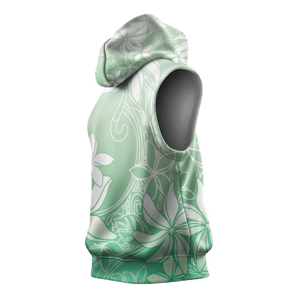 Tiare Tahiti Sleeveless Hoodie Matcha Polynesia Motifs - Polynesian Pride