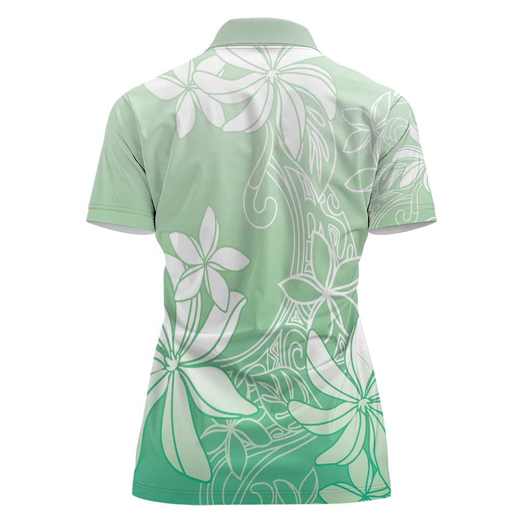 Tiare Tahiti Women Polo Shirt Matcha Polynesia Motifs - Polynesian Pride