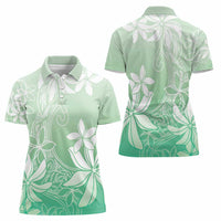 Tiare Tahiti Women Polo Shirt Matcha Polynesia Motifs - Polynesian Pride