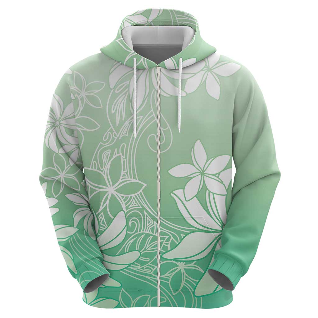 Tiare Tahiti Zip Hoodie Matcha Polynesia Motifs LT05 - Polynesian Pride