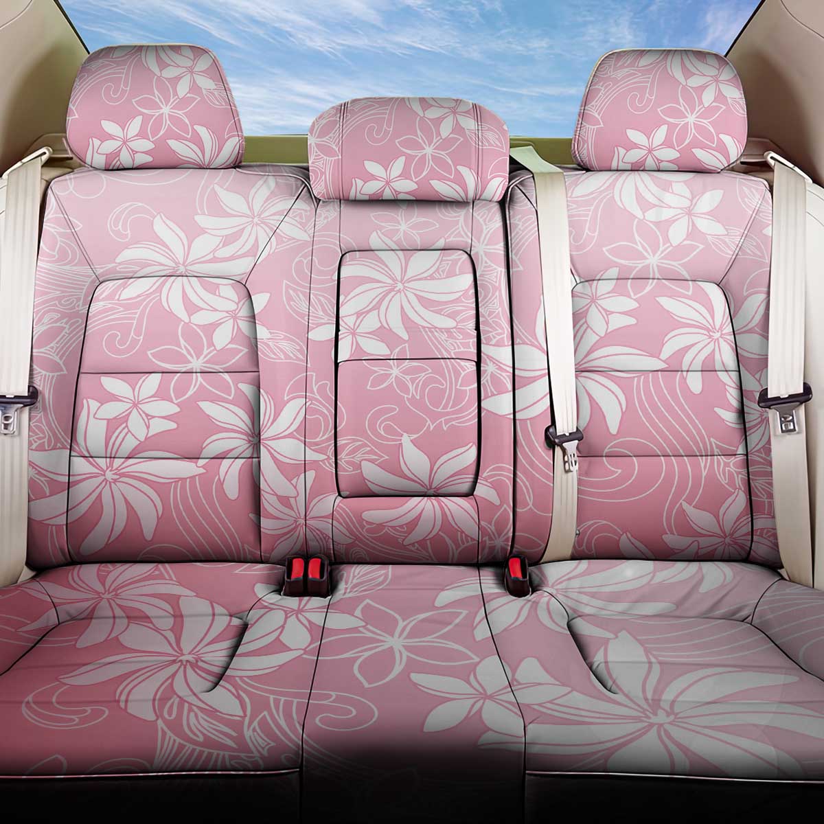 Tiare Tahiti Back Car Seat Cover Pink Polynesia Motifs LT05 One Size Pink - Polynesian Pride
