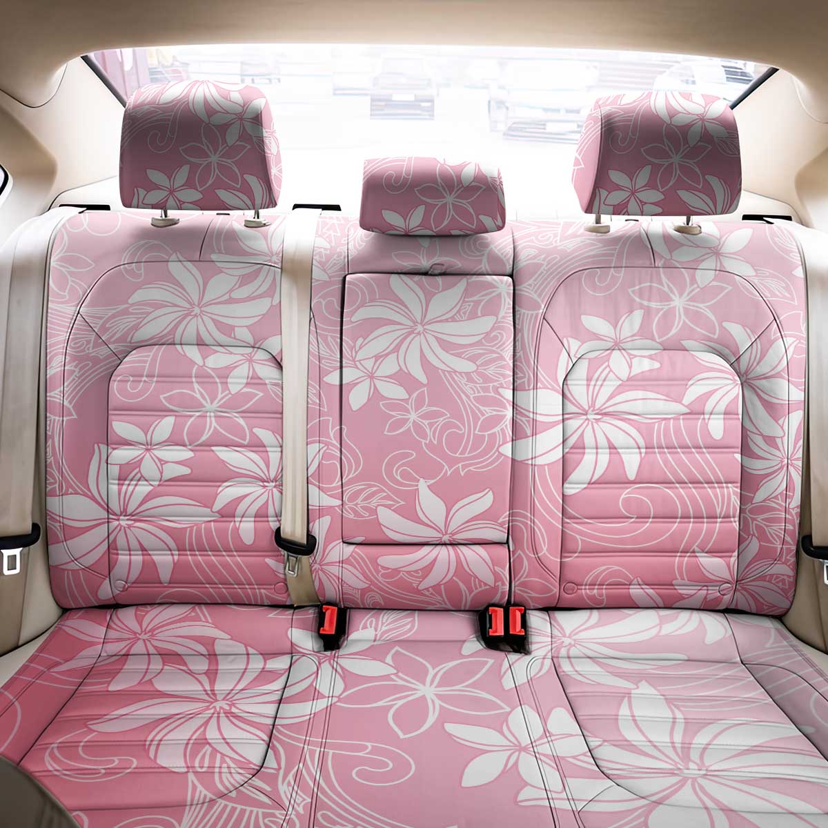 Tiare Tahiti Back Car Seat Cover Pink Polynesia Motifs LT05 - Polynesian Pride