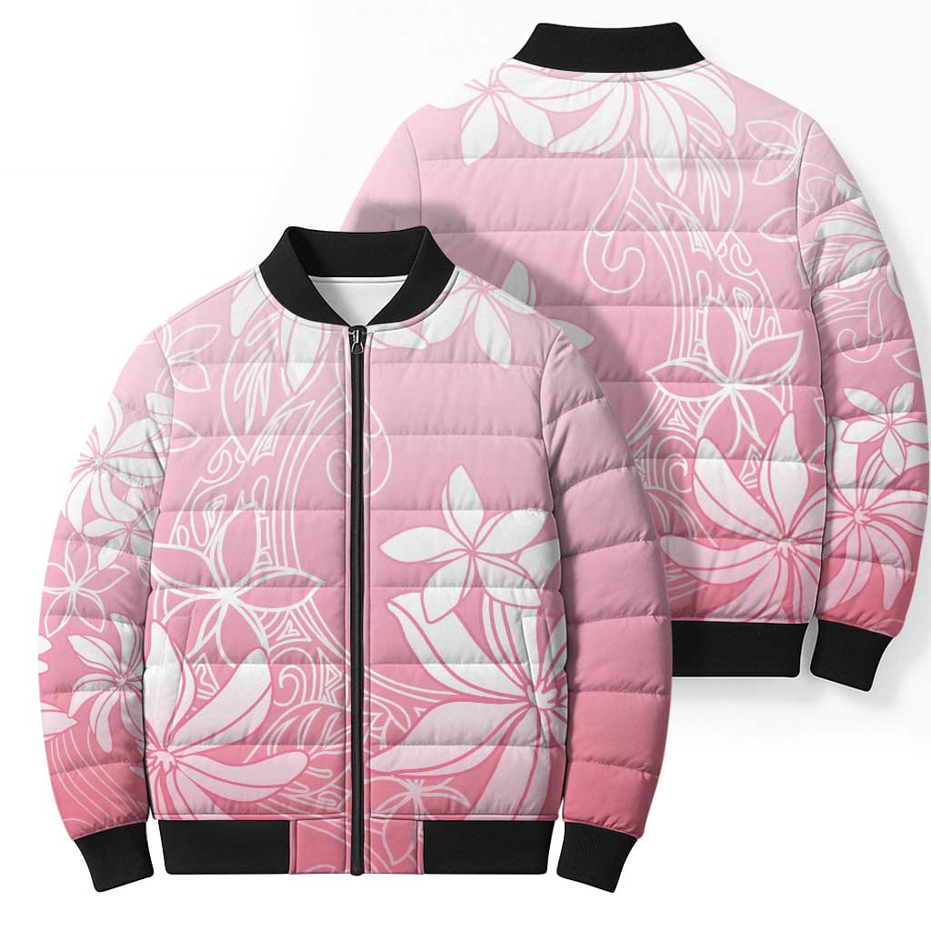 Tiare Tahiti Bomber Puffer Jacket Pink Polynesia Motifs - Polynesian Pride