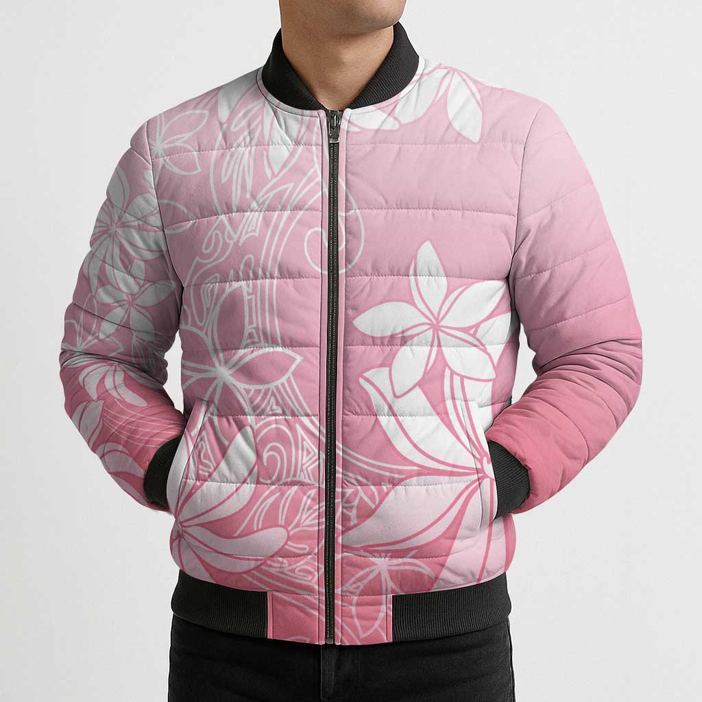 Tiare Tahiti Bomber Puffer Jacket Pink Polynesia Motifs - Polynesian Pride