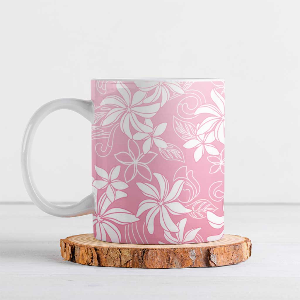 Tiare Tahiti Ceramic Mug Pink Polynesia Motifs - Polynesian Pride