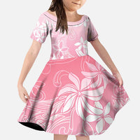 Tiare Tahiti Family Matching Short Sleeve Bodycon Dress and Hawaiian Shirt Pink Polynesia Motifs LT05 Daughter's Dress Pink - Polynesian Pride