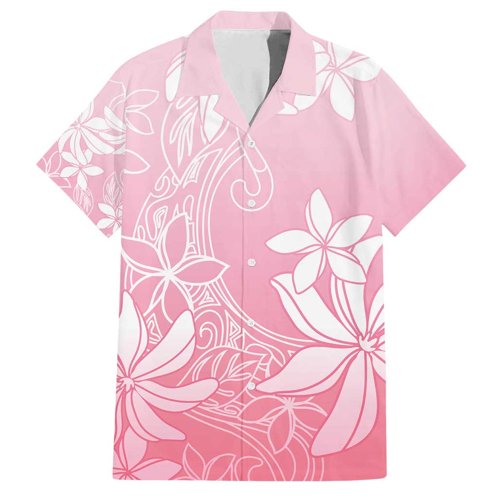 Tiare Tahiti Family Matching Tank Maxi Dress and Hawaiian Shirt Pink Polynesia Motifs - Polynesian Pride