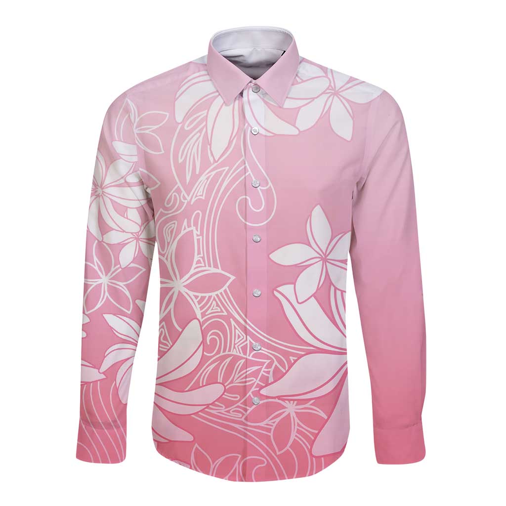 Tiare Tahiti Long Sleeve Button Shirt Pink Polynesia Motifs - Polynesian Pride