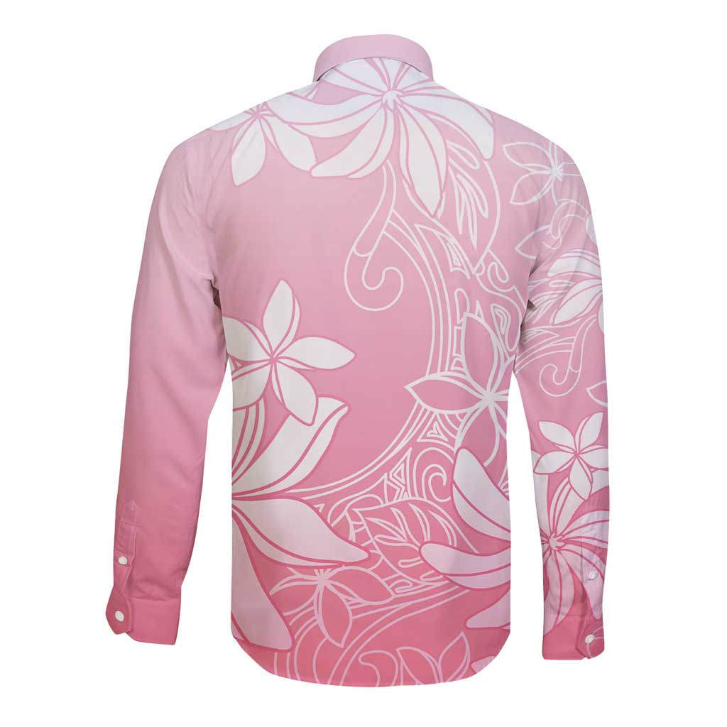 Tiare Tahiti Long Sleeve Button Shirt Pink Polynesia Motifs - Polynesian Pride