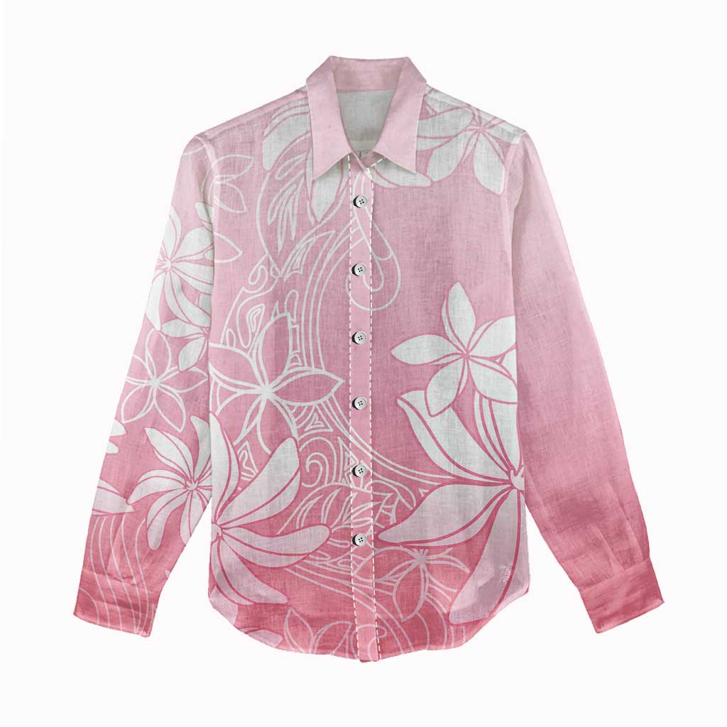 Tiare Tahiti Women Casual Shirt Pink Polynesia Motifs LT05 - Polynesian Pride