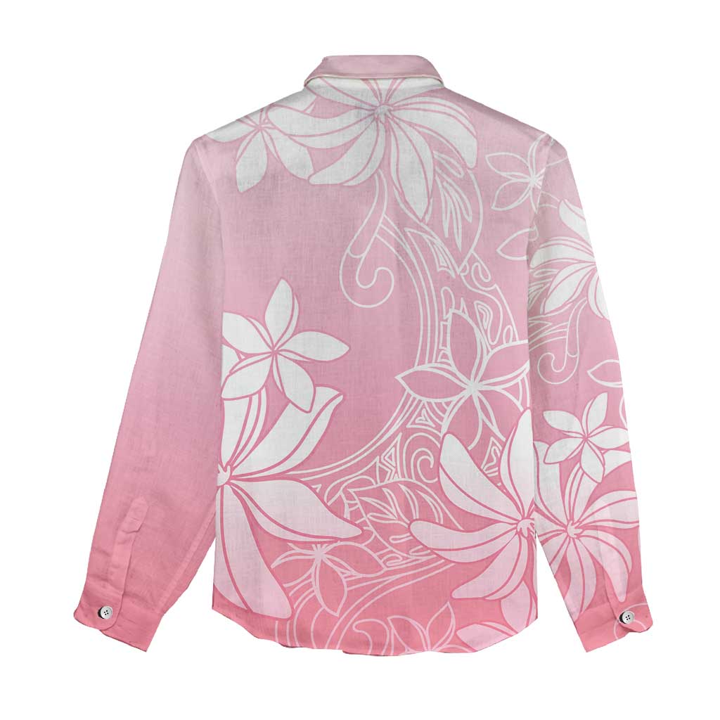 Tiare Tahiti Women Casual Shirt Pink Polynesia Motifs LT05 - Polynesian Pride