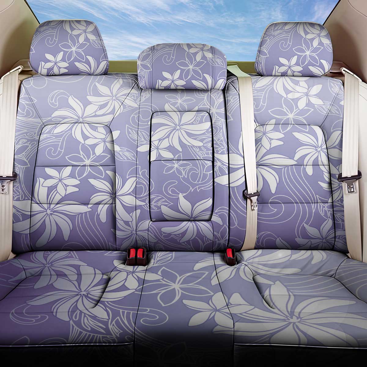 Tiare Tahiti Back Car Seat Cover Purple Polynesia Motifs LT05 One Size Purple - Polynesian Pride
