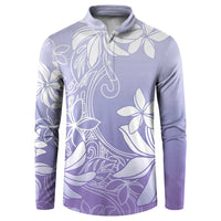Tiare Tahiti Button Sweatshirt Purple Polynesia Motifs - Polynesian Pride