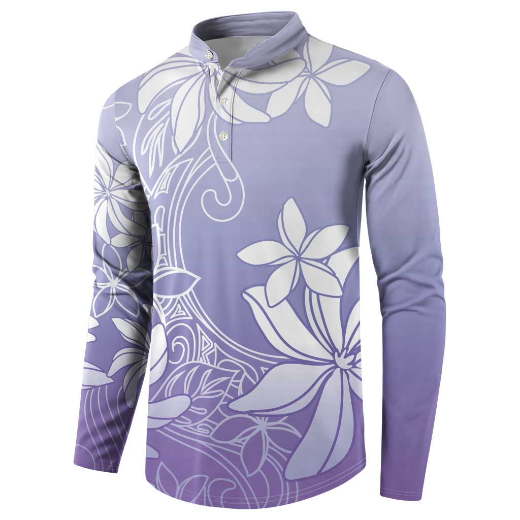 Tiare Tahiti Button Sweatshirt Purple Polynesia Motifs - Polynesian Pride