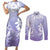 Tiare Tahiti Couples Matching Short Sleeve Bodycon Dress and Long Sleeve Button Shirt Purple Polynesia Motifs - Polynesian Pride