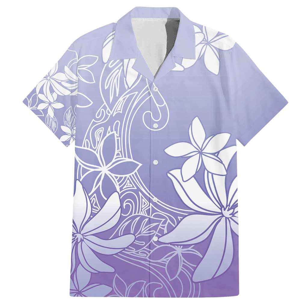 Tiare Tahiti Family Matching Off Shoulder Maxi Dress and Hawaiian Shirt Purple Polynesia Motifs - Polynesian Pride