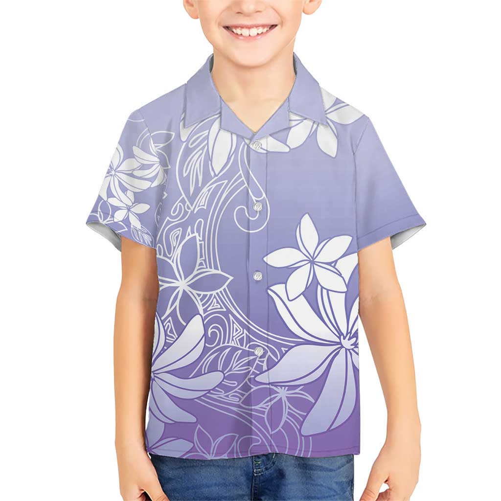 Tiare Tahiti Kid Hawaiian Shirt Purple Polynesia Motifs - Polynesian Pride