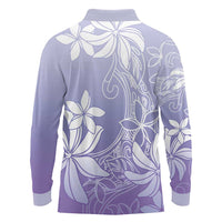 Tiare Tahiti Long Sleeve Polo Shirt Purple Polynesia Motifs - Polynesian Pride