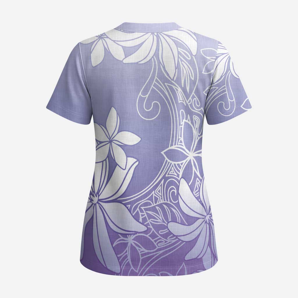 Tiare Tahiti Scrub Top Purple Polynesia Motifs LT05 - Polynesian Pride