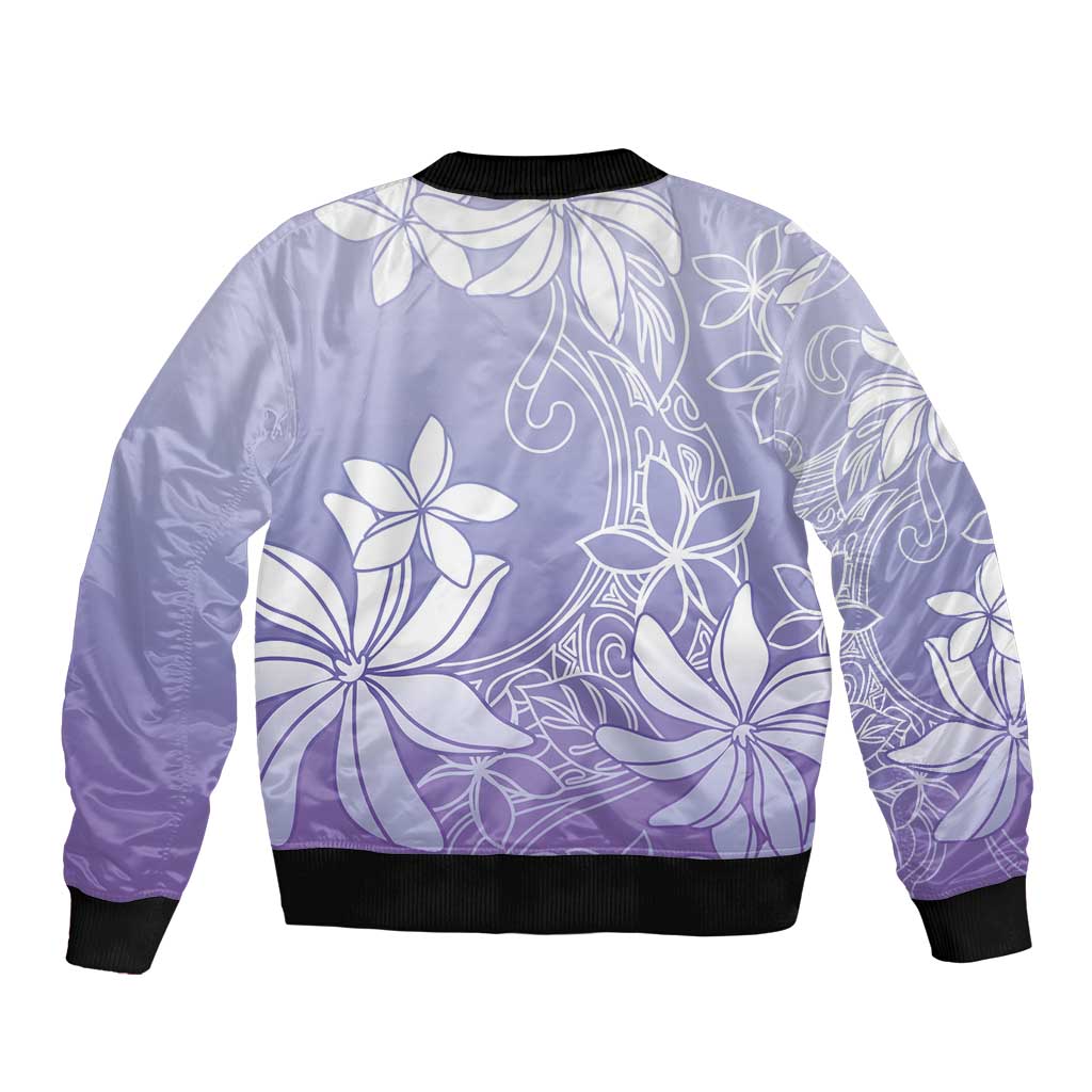 Tiare Tahiti Sleeve Zip Bomber Jacket Purple Polynesia Motifs LT05 - Polynesian Pride
